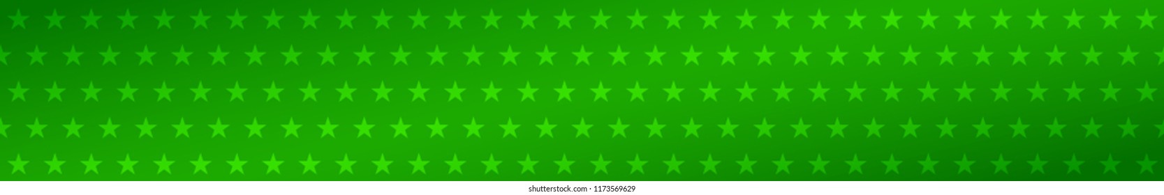 Abstract horizontal banner of small stars on green background