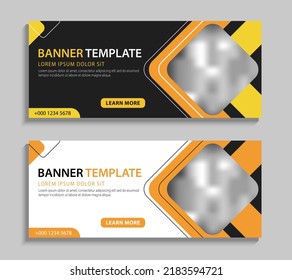 Abstract horizontal banner template design. Web banner vector design with place for pictures. Vector template for cover, header, advertising