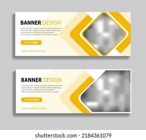 Abstract horizontal banner template design. Web banner vector design with place for pictures. Vector template for cover, header, advertising