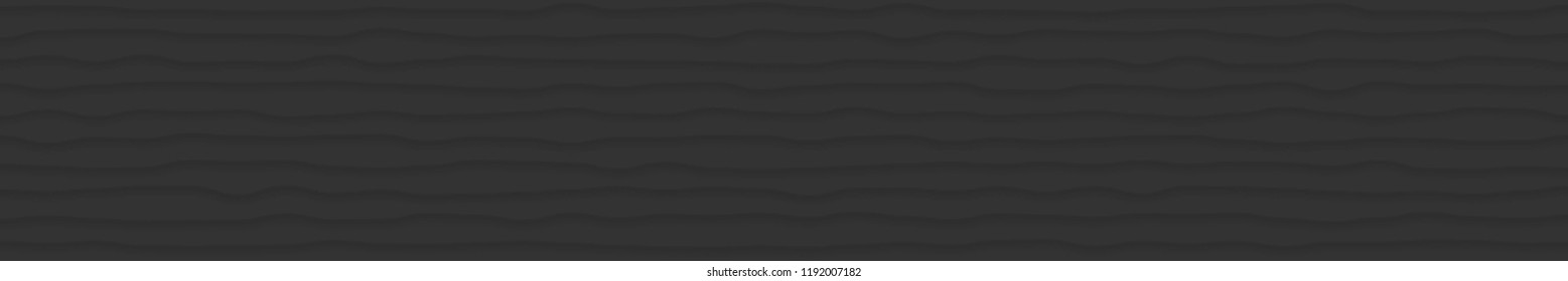 Abstract horizontal banner of wavy lines with shadows in black colors