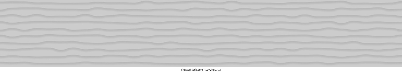 Abstract horizontal banner of wavy lines with shadows in gray colors