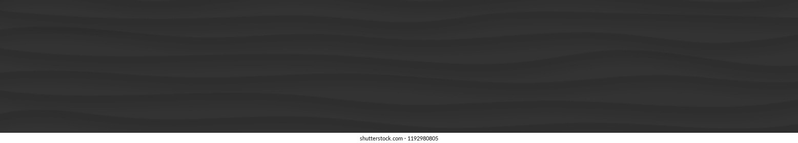 Abstract horizontal banner of wavy lines with shadows in black colors