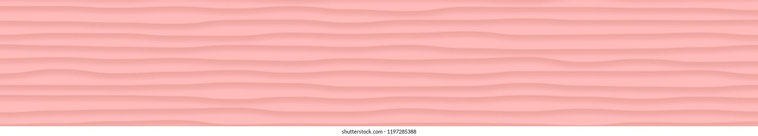 Abstract horizontal banner of wavy lines with shadows in pink colors
