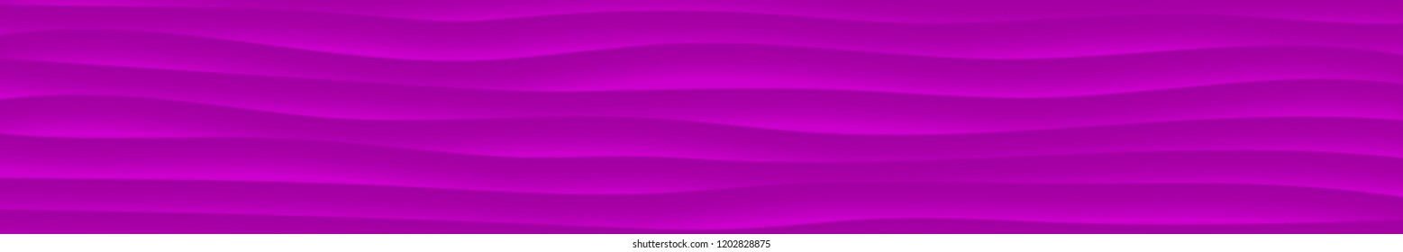 Abstract horizontal banner of wavy lines with shadows in purple colors