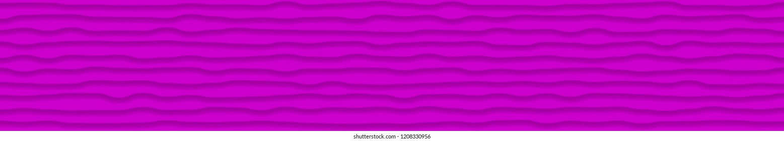 Abstract horizontal banner of wavy lines with shadows in purple colors