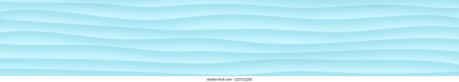 Abstract horizontal banner of wavy lines with shadows in light blue colors