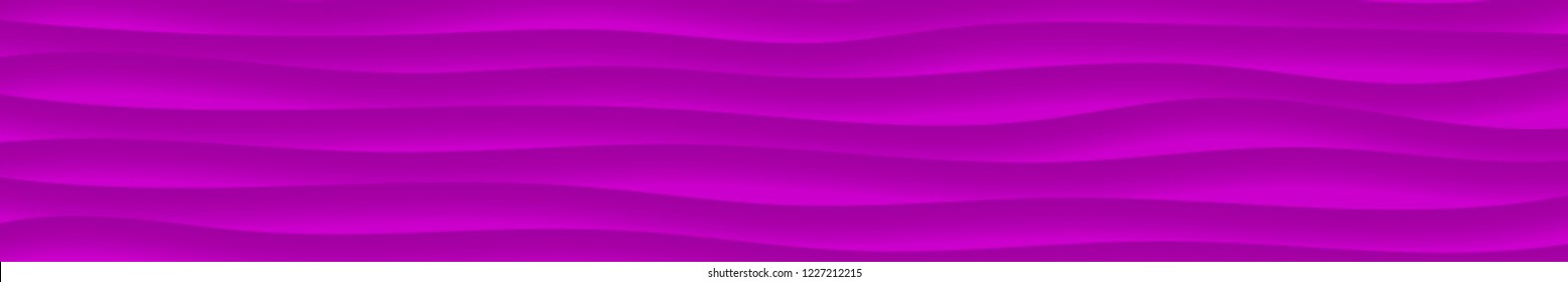 Abstract horizontal banner of wavy lines with shadows in purple colors