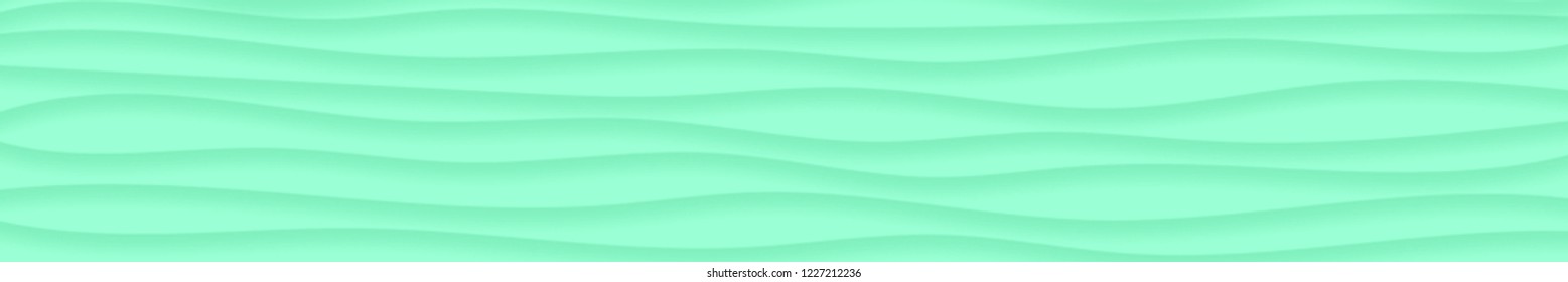 Abstract horizontal banner of wavy lines with shadows in turquoise colors