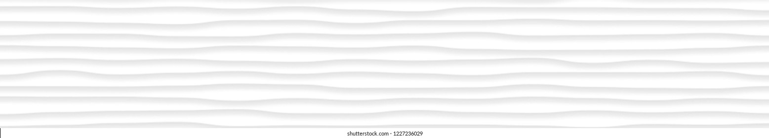 Abstract horizontal banner of wavy lines with shadows in white and gray colors