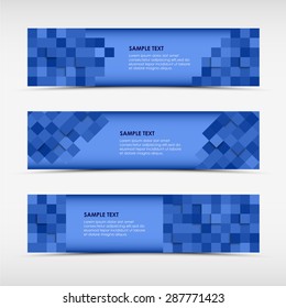 Abstract horizontal banners with blue squares