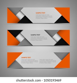 Abstract horizontal banners with orange gray design template