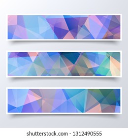 Abstract horizontal banners with polygon background