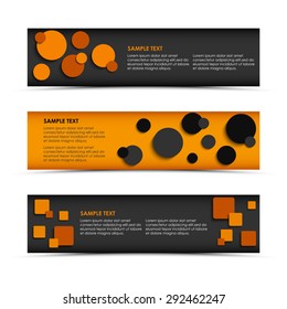 Abstract horizontal banners with rounds and squares