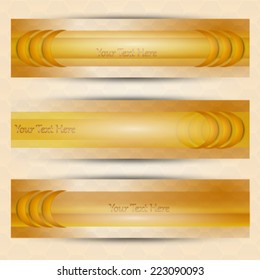 abstract horizontal banners set over honey comb background. Vector, EPS10