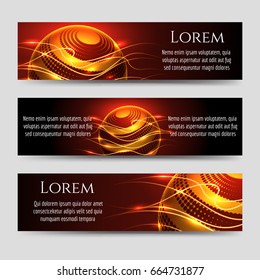 Abstract horizontal banners template with light sphere, vector illustration