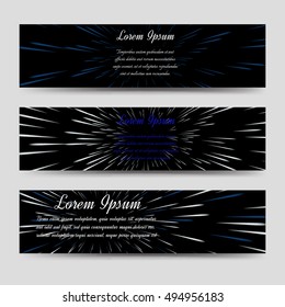 Abstract horizontal black background banners set. Vector illustration