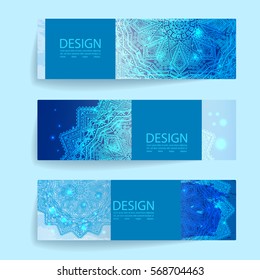 Abstract horizontal blue banners. Vector illustration