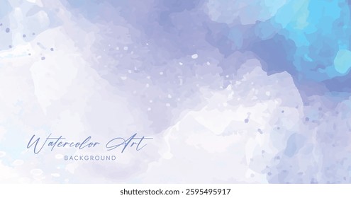 Abstract horizontal Blue, Purple watercolor background. Hand drawn vector texture. Brush stroked painting pastel color watercolor. vector illustration