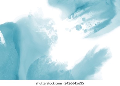 Abstract horizontal blue watercolor background. Vector design element.