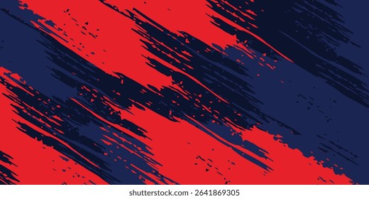 Abstract horizontal bright red and blue stripes grunge background	vector illustration
