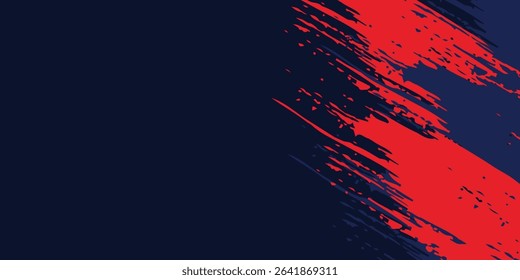 Abstract horizontal bright red and blue stripes grunge background	vector illustration