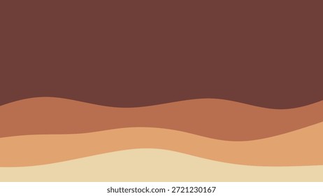 Fondo ondulado marrón Horizontal Abstractas y beige. Paisaje minimalista de Vector monocromático con capas de chocolate orgánico. Fondo ondulado abstracto minimalista.