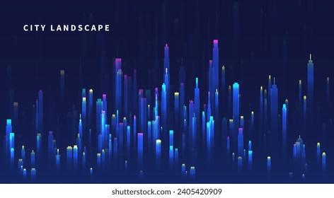 Abstract horizontal building concept design with skyscrapers for city illustration. Graphic concept for your design.