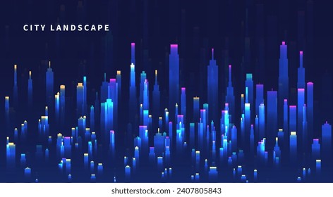 Abstract horizontal building concept design with skyscrapers for city illustration. Graphic concept for your design.