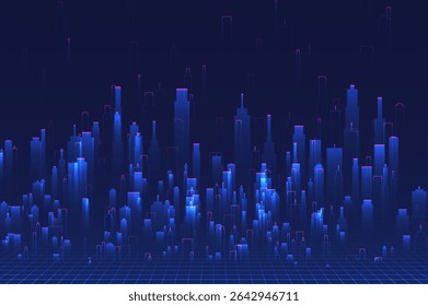 Abstract horizontal building concept design with skyscrapers for city illustration. Graphic concept for your design.