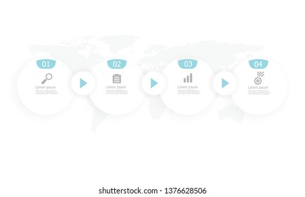 abstract horizontal circle timeline infographics 4 steps vector background