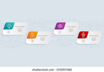 abstract horizontal circuit board infographics 4 steps for presentation vector illustration background