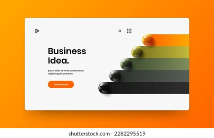 Abstract horizontal cover design vector layout. Premium 3D balls postcard template.