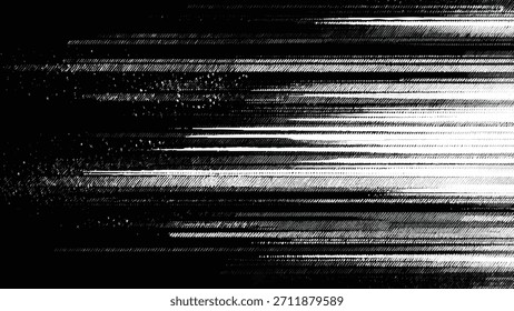 abstrakte horizontale Glitch-Linie Textur, schwarz-weißer digitaler statischer Hintergrund, Distressed Screen Error Overlay