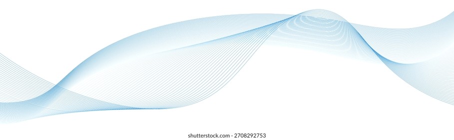 Abstract horizontal glowing blue line wave background