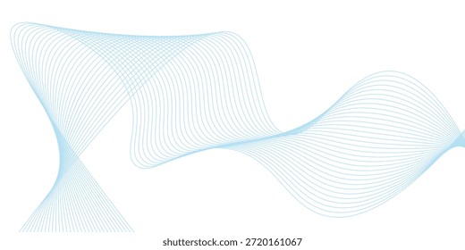 Abstract horizontal glowing blue line wave background