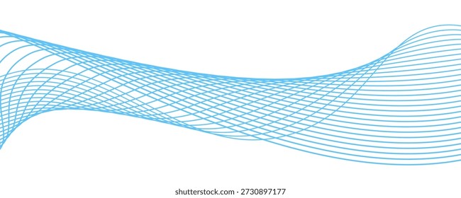 Abstract horizontal glowing blue line wave background