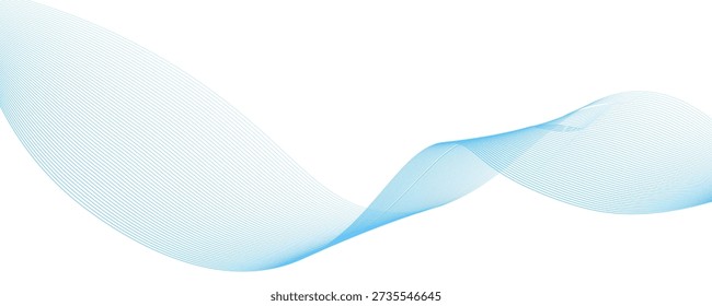 Abstract horizontal glowing blue line wave background


