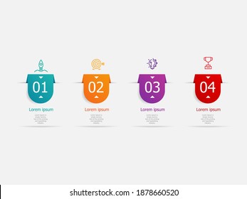 abstract horizontal infographics 4 steps for business and presentation vector illustration background