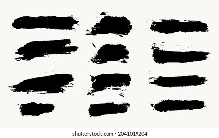 Abstract Horizontal Ink brush stroke grunge texture vector set