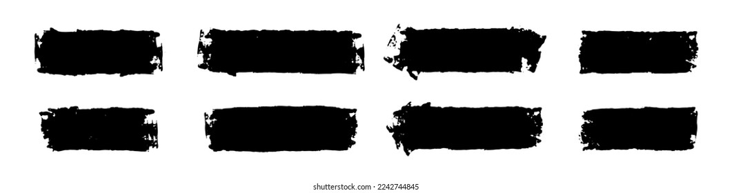 Abstract horizontal ink paint brush collection bundle elements. Grunge lines vector illustration.
