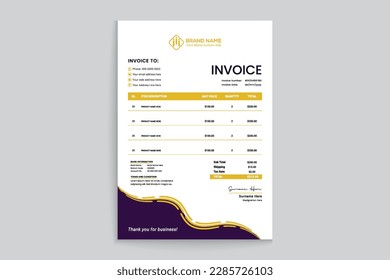 Abstract horizontal invoice template design