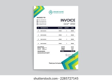 Abstract horizontal invoice template design