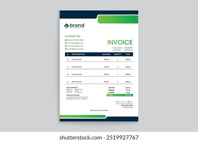 Abstract horizontal invoice template design