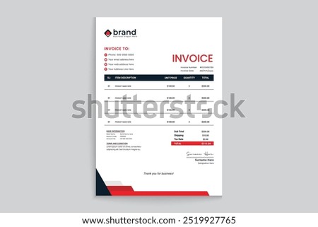 Abstract horizontal invoice template design