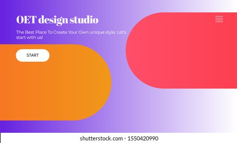 Abstract horizontal Landing page design. Universal Vector gradient background template for websites, apps