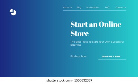 Abstract horizontal Landing page design. Universal Vector gradient background template for websites, apps