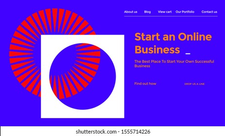 Abstract Horizontal Landing Page Design. Universal Vector Geometric Background Template For Websites, Apps