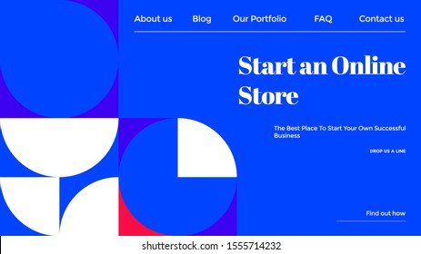 Abstract Horizontal Landing Page Design. Universal Vector Geometric Background Template For Websites, Apps