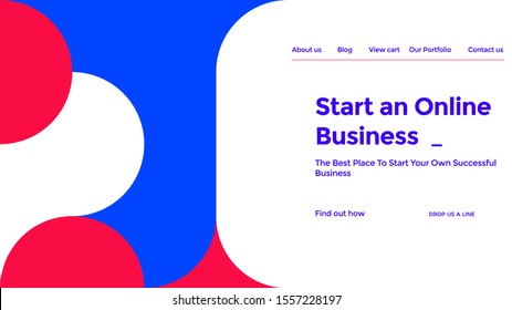 Abstract Horizontal Landing Page Design. Universal Vector Geometric Background Template For Websites, Apps
