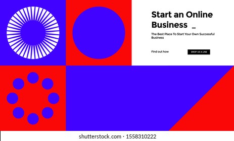 Abstract Horizontal Landing Page Design. Universal Vector Geometric Background Template For Websites, Apps